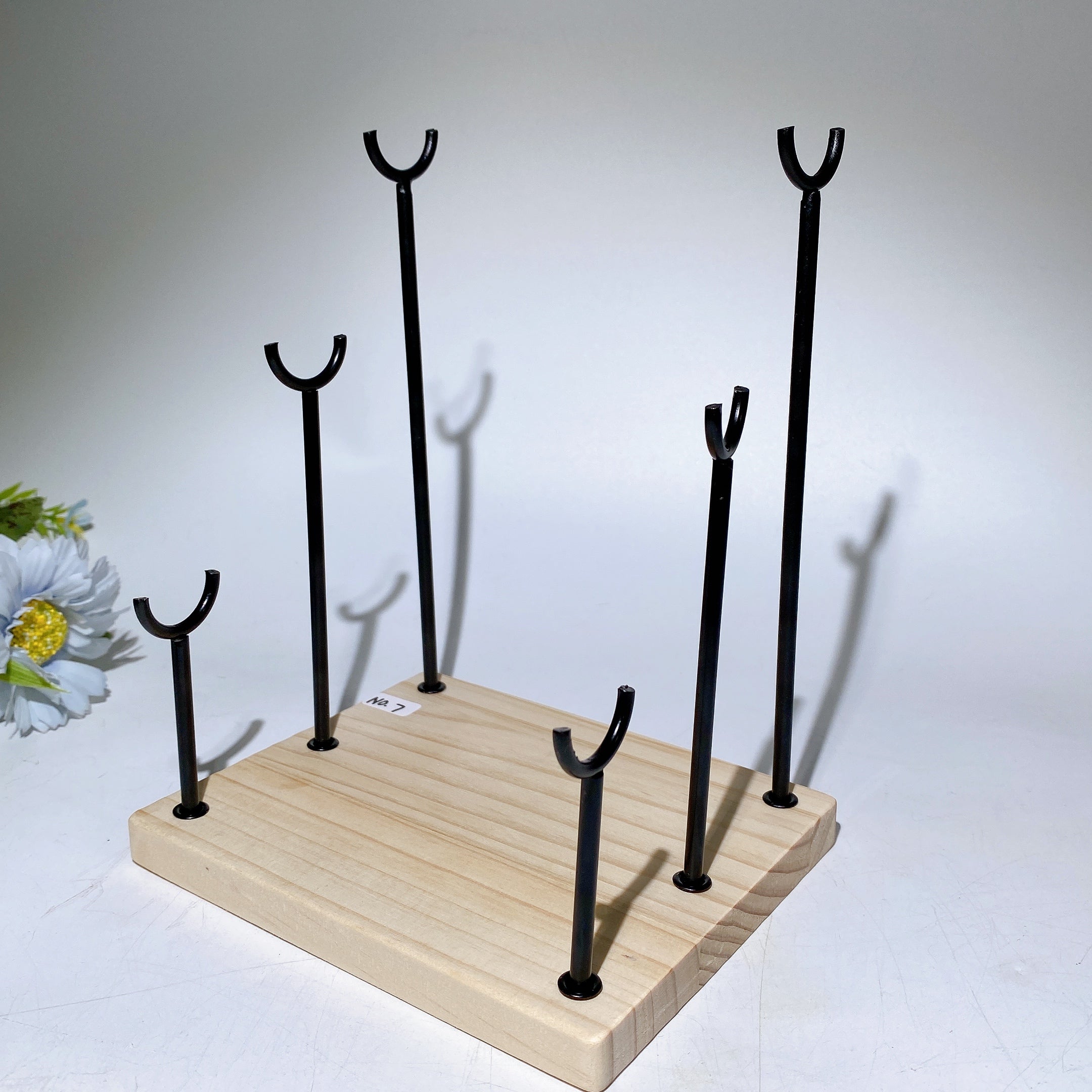Wooden Crystal Wand Stand for Healing Rituals