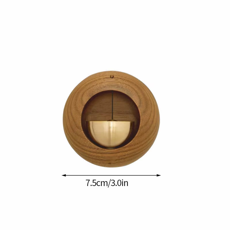 Circular wooden wall sconce with half-moon light cover for Wooden Wind Chime Door Bell