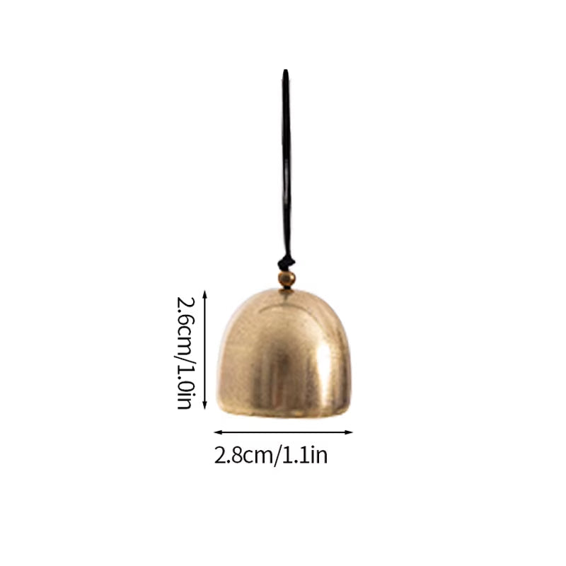 Brass bell with black hanging cord on Wooden Wind Chime Decorative Door Bell