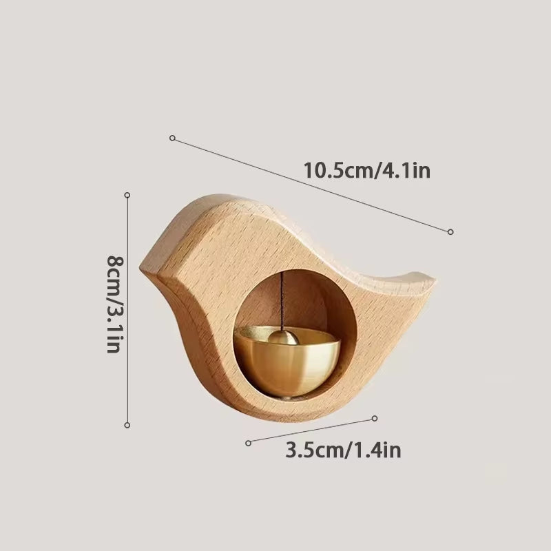 Wooden bird-shaped candle holder with gold spherical candle for decorative charm