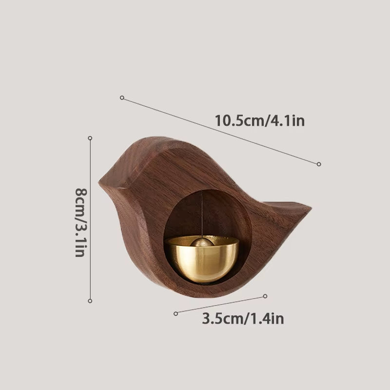 Brown bird-shaped wall hook with gold metallic ball for Wooden Wind Chime Decorative Door Bell