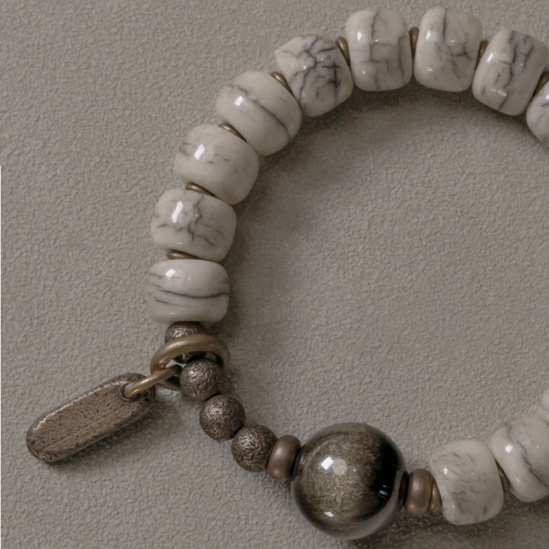 Yak Bone Gold Sheen Obsidian Strength Bracelet Unisex