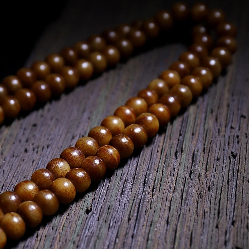 Yak Bone Protection Bracelet with Three-eyed Dzi Bead - 108 Beads