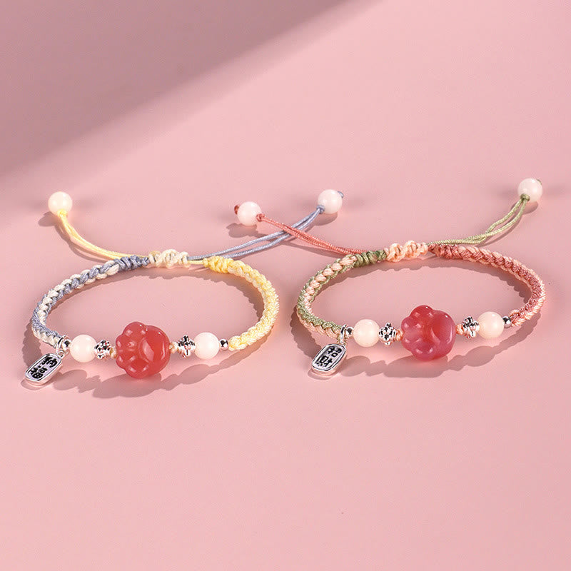 Yanyuan Agate Fu Character Positive Braided Rope Bracelet