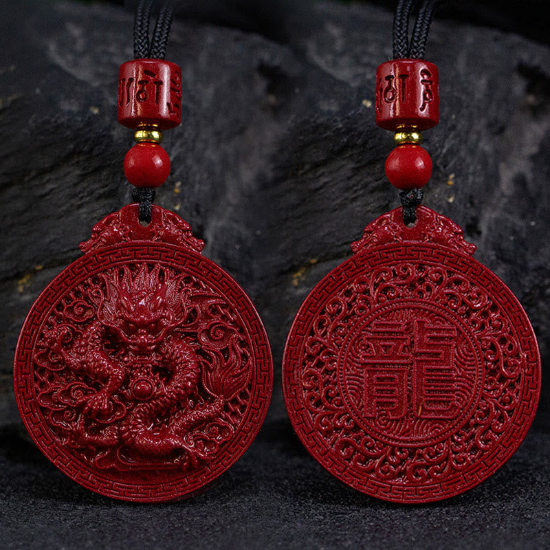Year of the Dragon Cinnabar Protection Necklace Pendant
