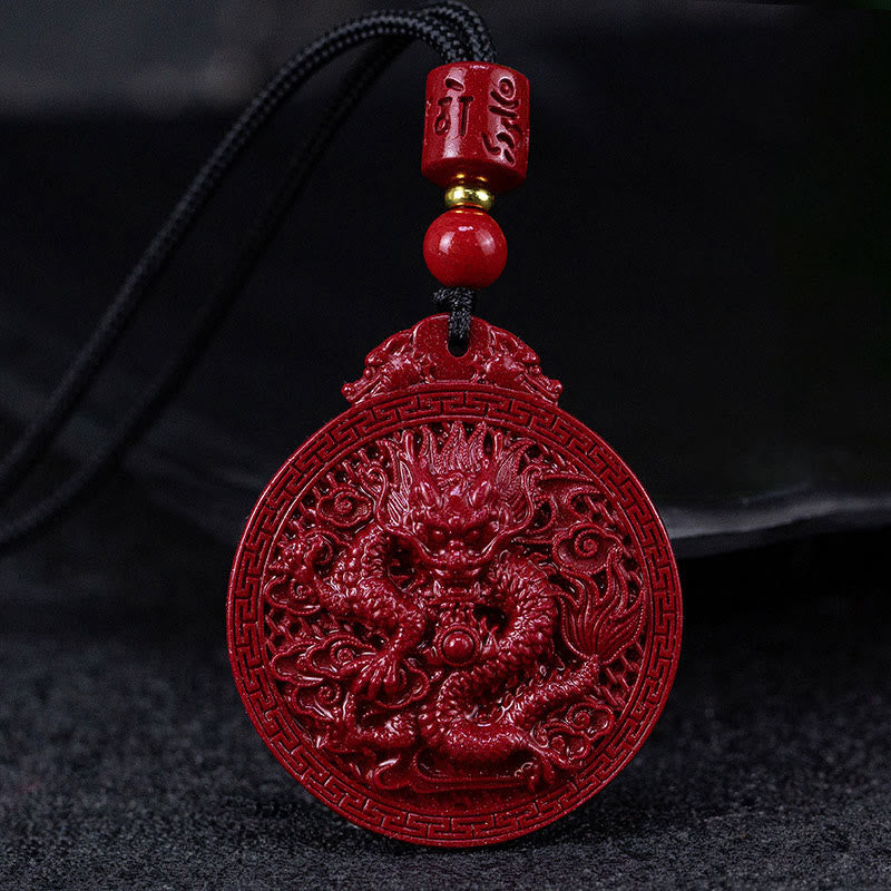 Year of the Dragon Cinnabar Protection Necklace Pendant