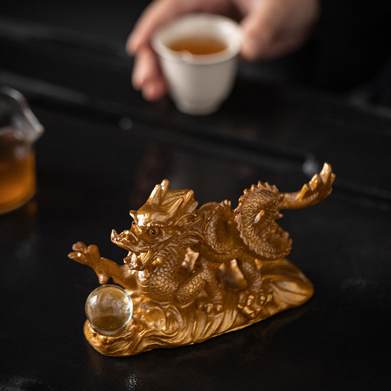 Year of the Dragon Color-Changing Resin Tea Pet Figurine