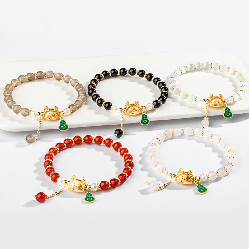 Year of the Dragon Red Agate Luck Bracelet 6mm Unisex