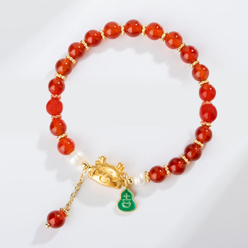 Year of the Dragon Red Agate Luck Bracelet 6mm Unisex