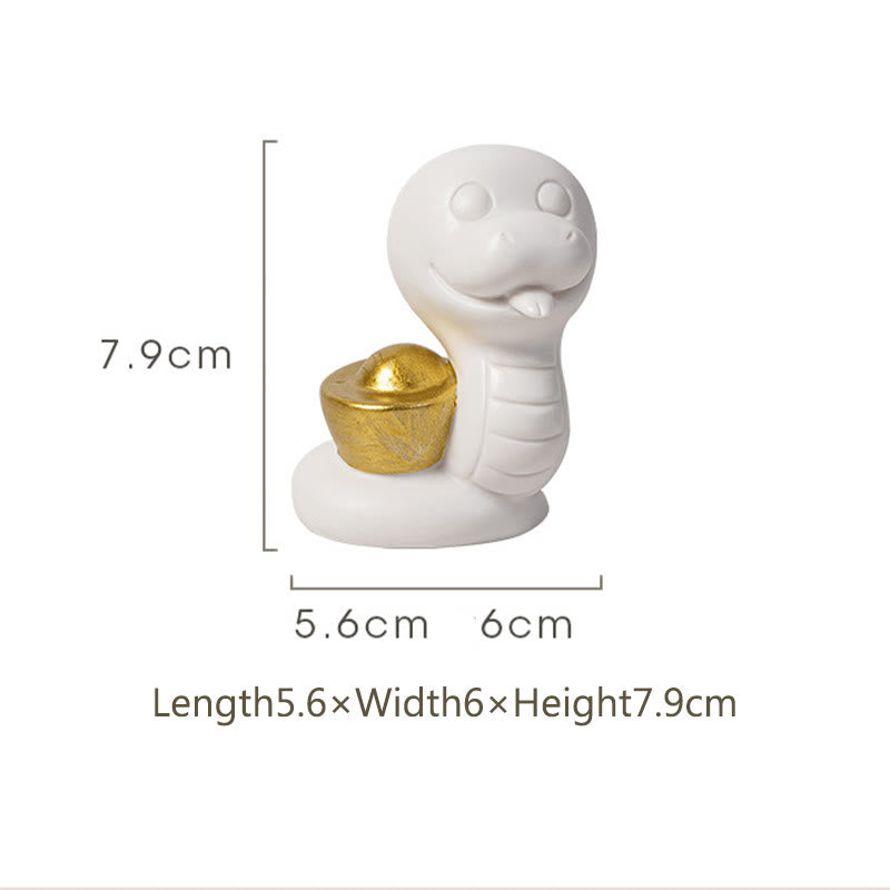 Year of the Snake Ceramic Gourd and Ingot Figurine
