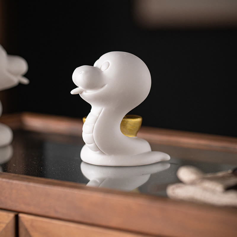 Year of the Snake Ceramic Gourd and Ingot Figurine