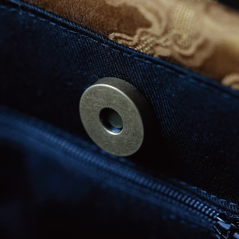 Yellow Bird Green Peony Bamboo Handle Handbag | Spiritual Accessory