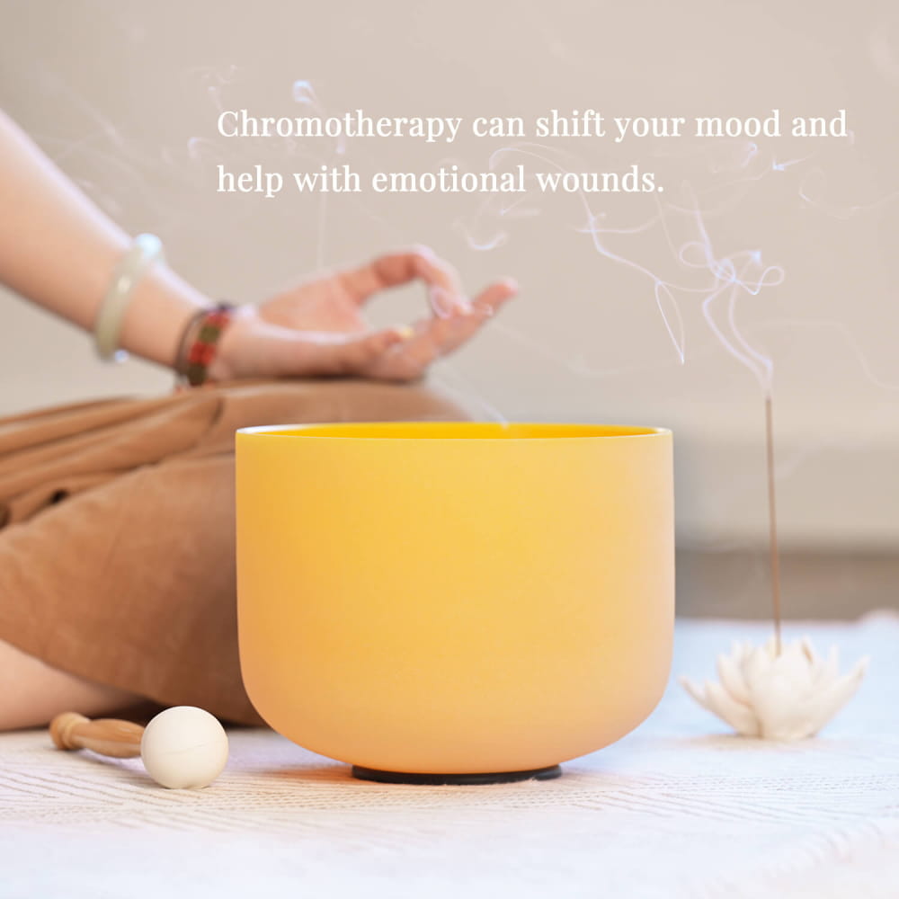 Yellow Crystal Singing Bowl with smoke for Solar Plexus Chakra healing energy