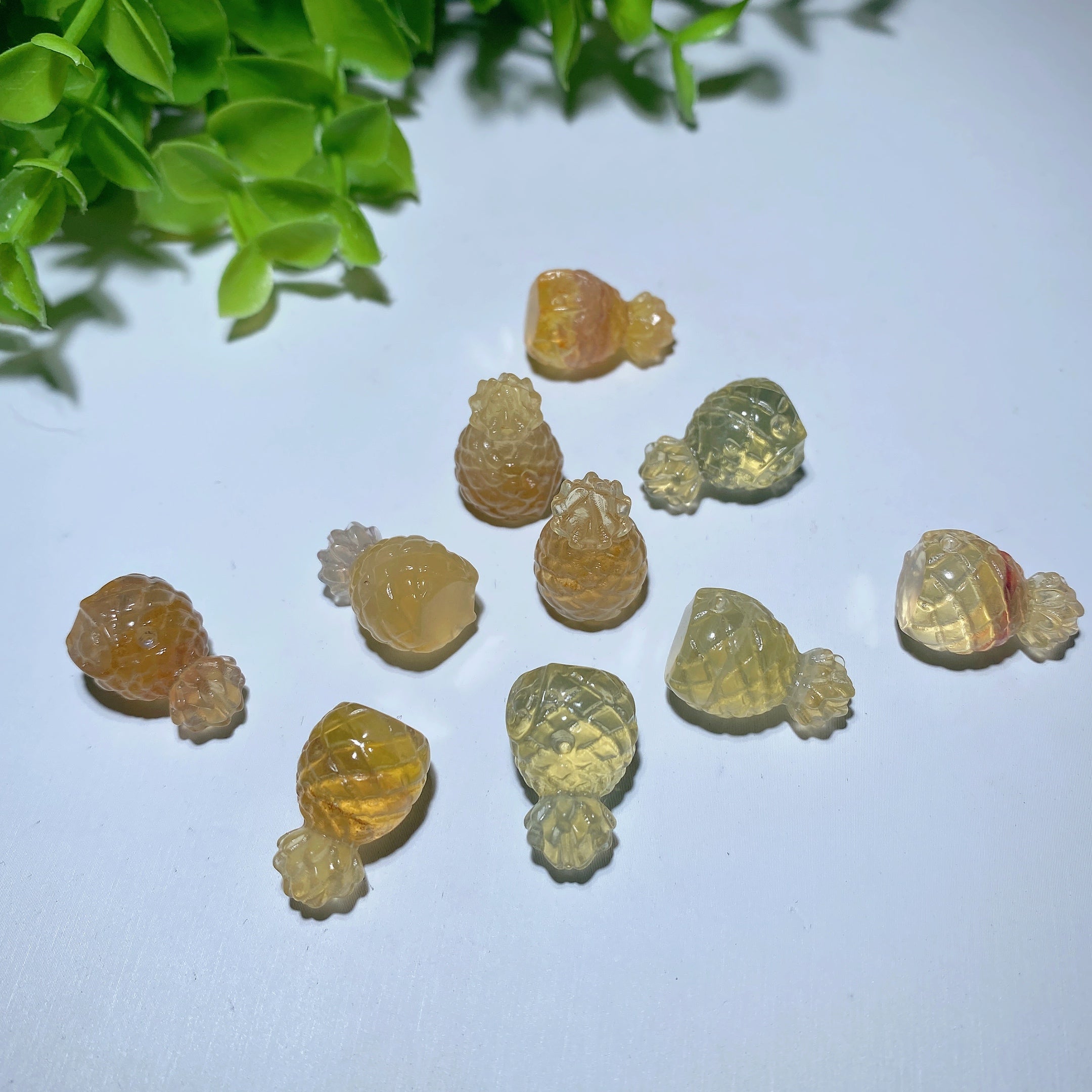 Yellow Fluorite Pineapple Crystal Figurine 0.8in Healing Carving