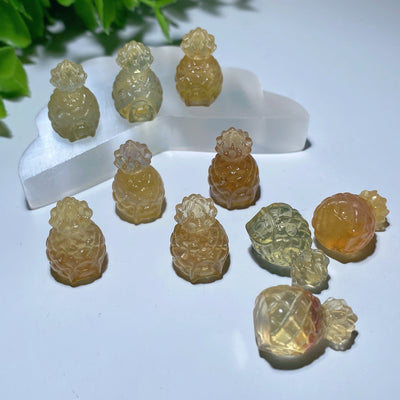 Yellow Fluorite Pineapple Crystal Figurine 0.8in Healing Carving