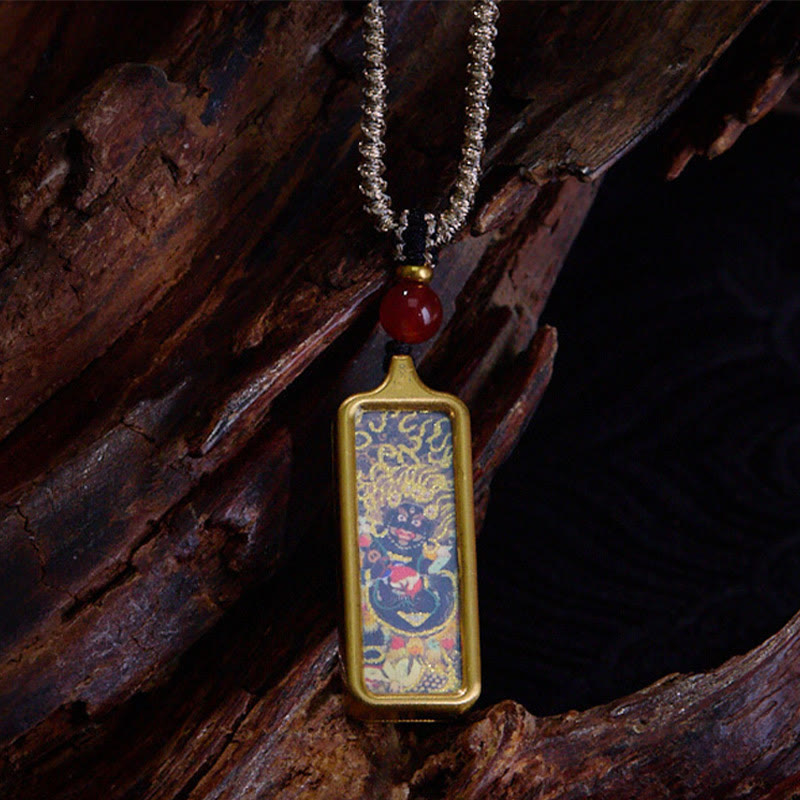 Yellow God of Wealth Nine-Tailed Fox Spiritual Necklace Pendant