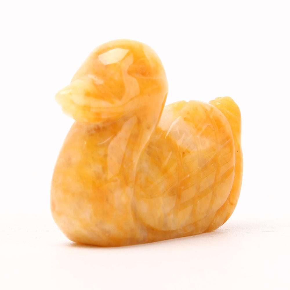 Yellow Jade Crystal Duck Figurine 1.9 inch Healing Carving