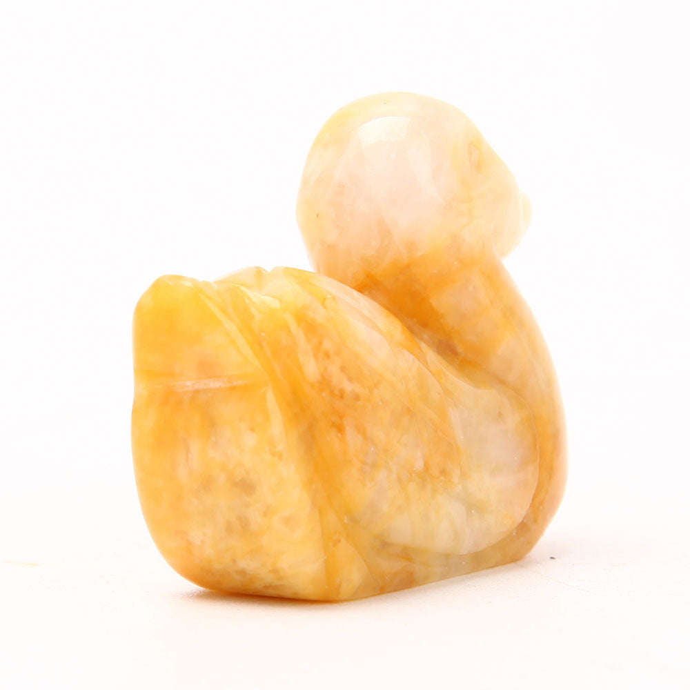 Yellow Jade Crystal Duck Figurine 1.9 inch Healing Carving