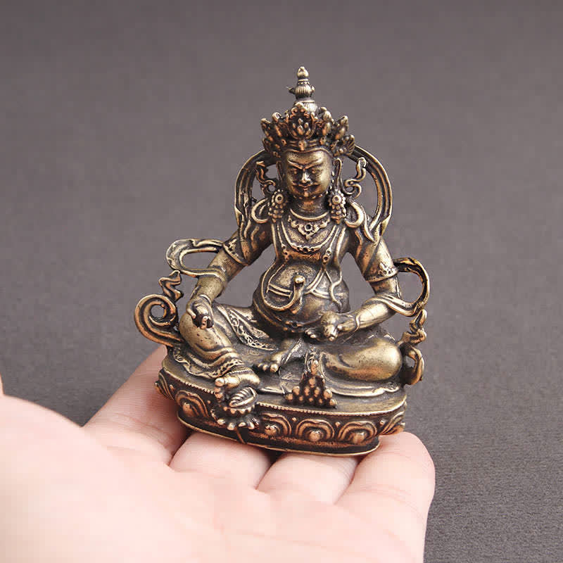 Yellow Jambhala Copper Buddha Statue | Serenity & Fortune