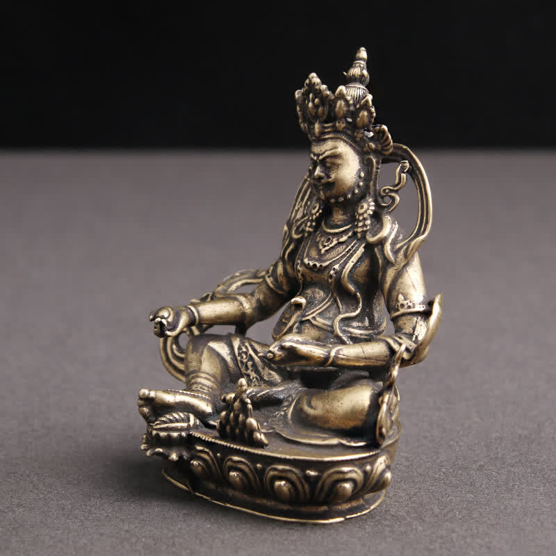 Yellow Jambhala Copper Buddha Statue | Serenity & Fortune