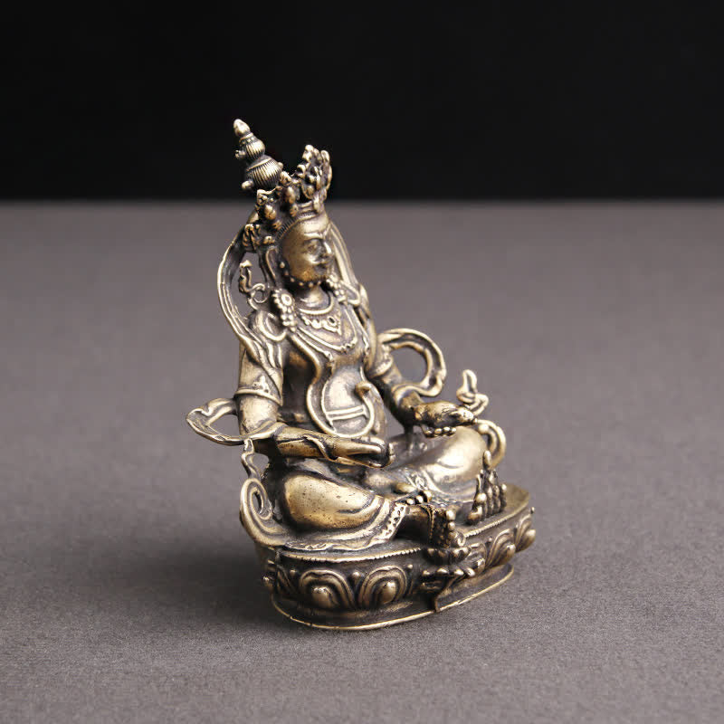 Yellow Jambhala Copper Buddha Statue | Serenity & Fortune