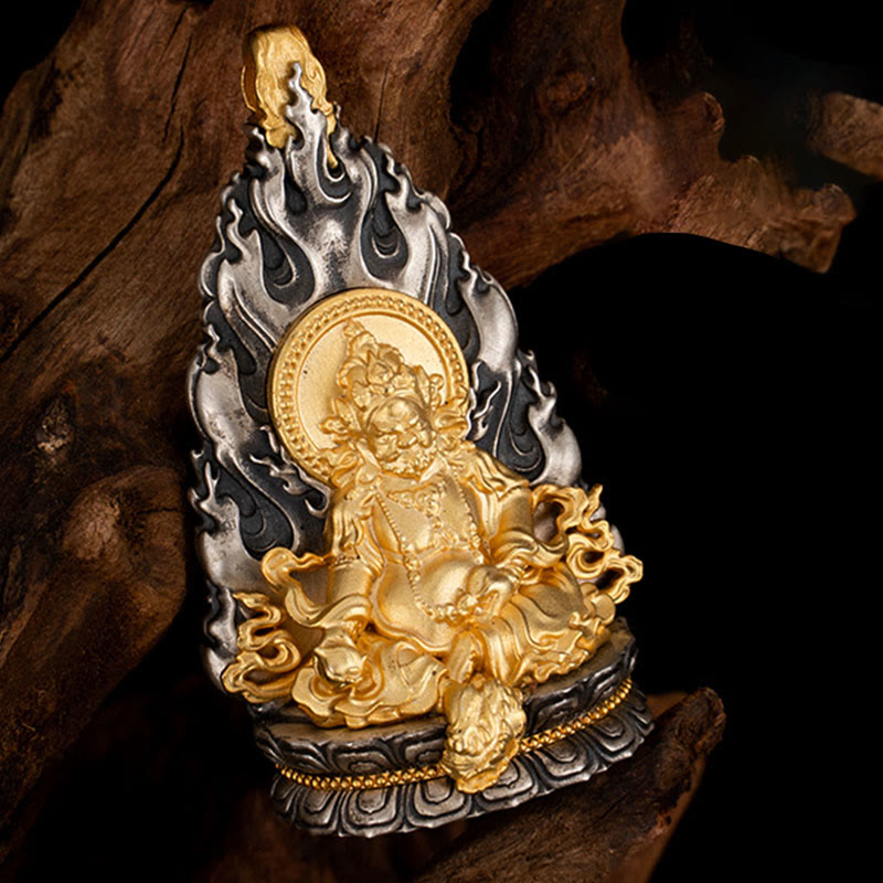 Yellow Jambhala Sterling Silver Spiritual Necklace Pendant