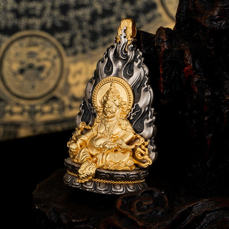 Yellow Jambhala Sterling Silver Spiritual Necklace Pendant