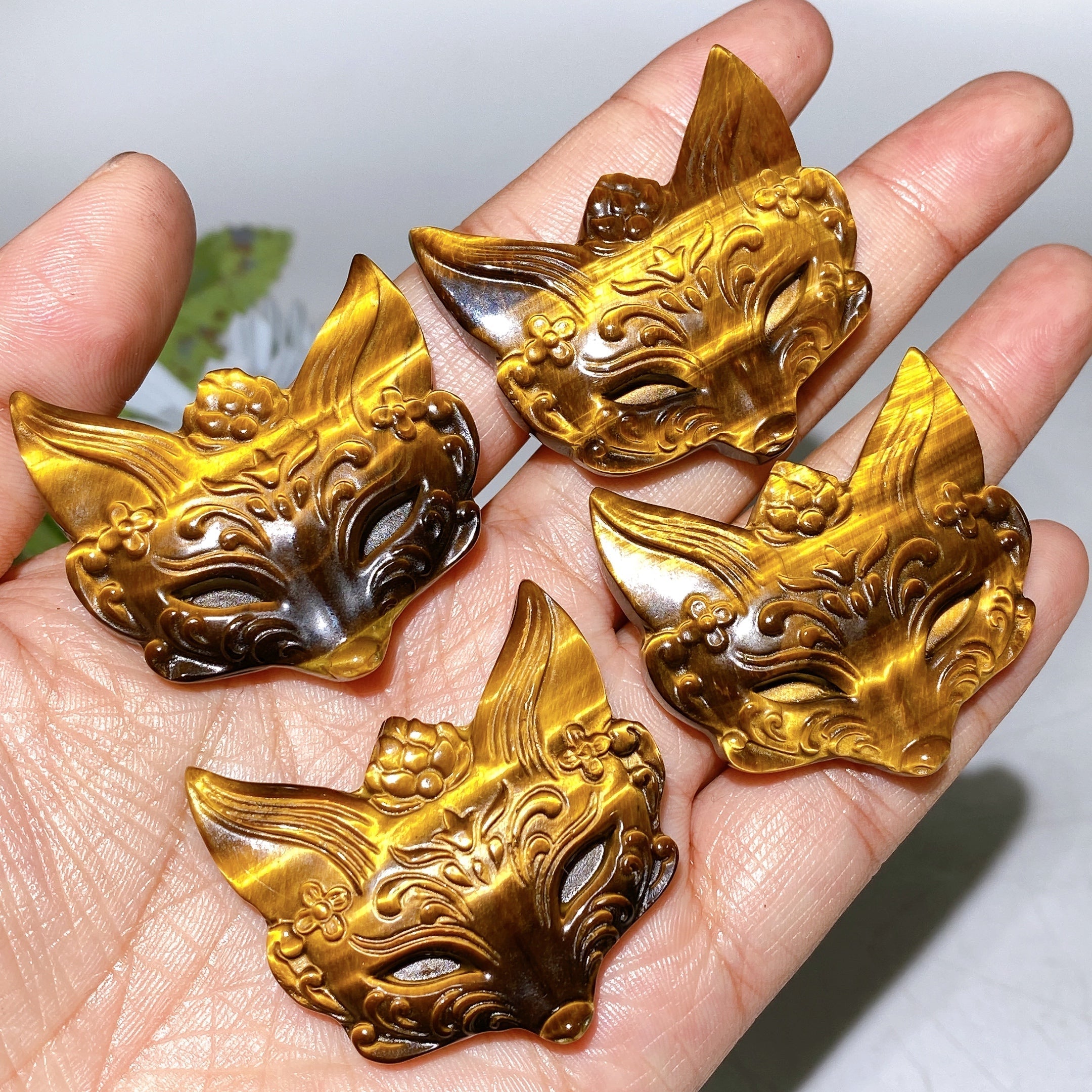 Yellow Tiger Eye Crystal Animal Carvings 1.6-2.1 Inch