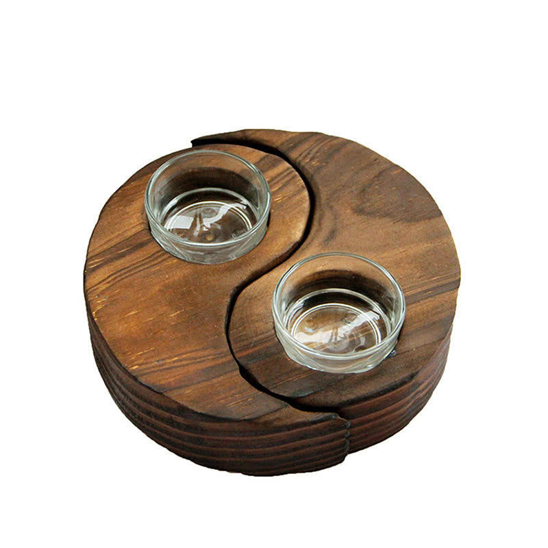 Yin Yang Wood Candle Holder for Spiritual Rituals
