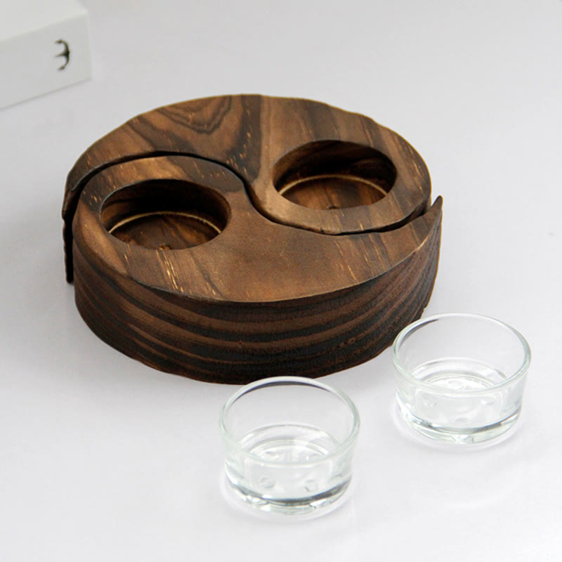 Yin Yang Wood Candle Holder for Spiritual Rituals