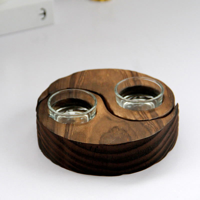 Yin Yang Wood Candle Holder for Spiritual Rituals