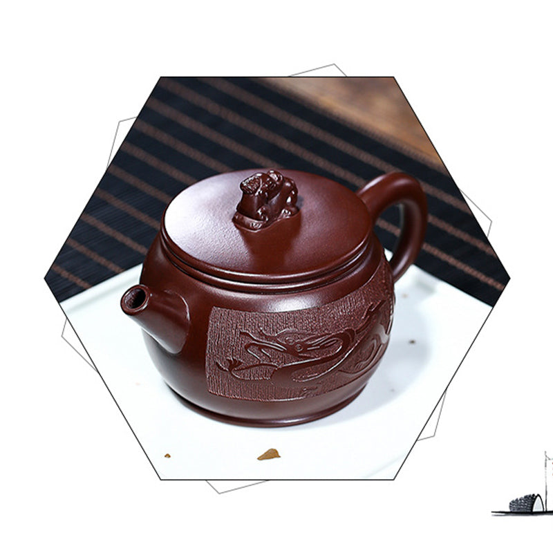 Yixing Handmade Brown Dragon Purple Clay Kung Fu Teapot 240ml