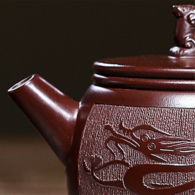 Yixing Handmade Brown Dragon Purple Clay Kung Fu Teapot 240ml