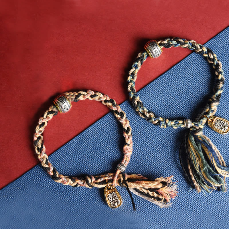 Zakiram Goddess of Wealth Om Mani Padme Hum Cord Bracelet