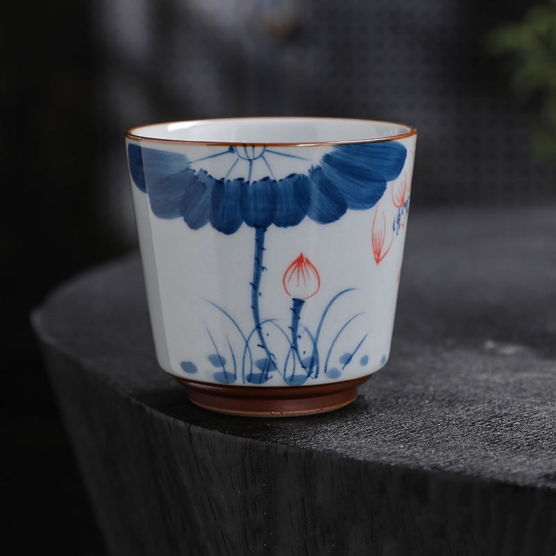 Zen Lotus Bamboo Ceramic Teacup for Meditation & Renewal