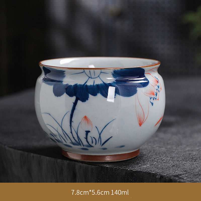 Zen Lotus Bamboo Ceramic Teacup for Meditation & Renewal