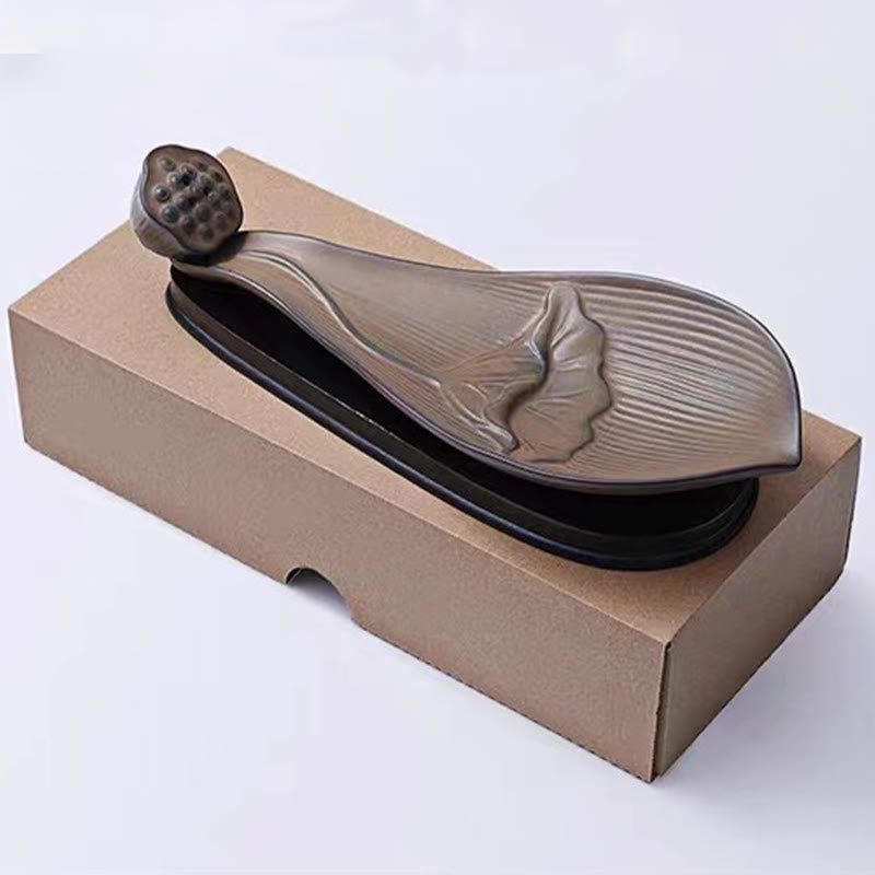 Zen Lotus Pod Brown Ceramic Incense Burner 24cm