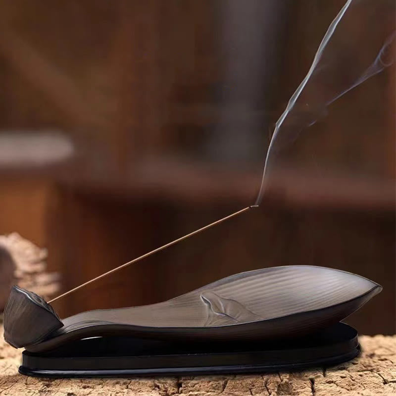 Zen Lotus Pod Brown Ceramic Incense Burner 24cm