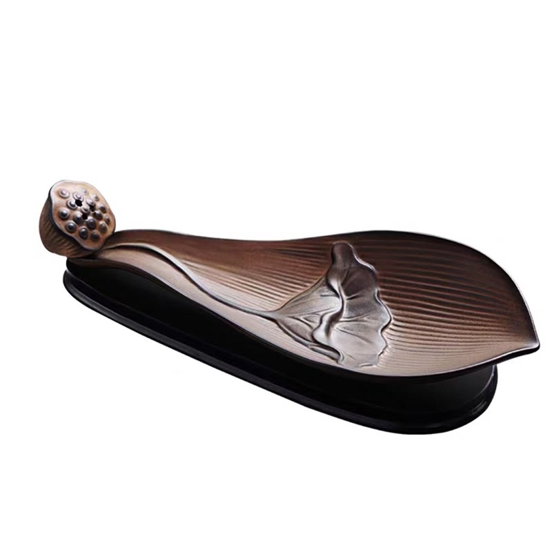 Zen Lotus Pod Brown Ceramic Incense Burner 24cm